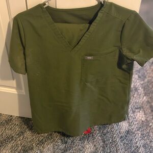 Green V-Neck Scrub Top